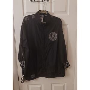 Marvel Avengers Logo Black Windbreaker Jacket Size 2XL Mens Full Zip Disney Rare